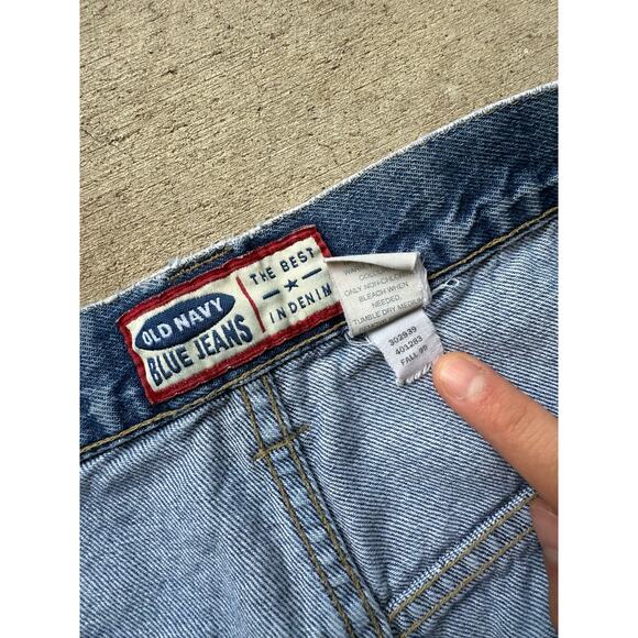 Vintage 90s Baggy Old Navy Blue Jeans Size 34x32 Cargo Denim - Picture 3 of 8